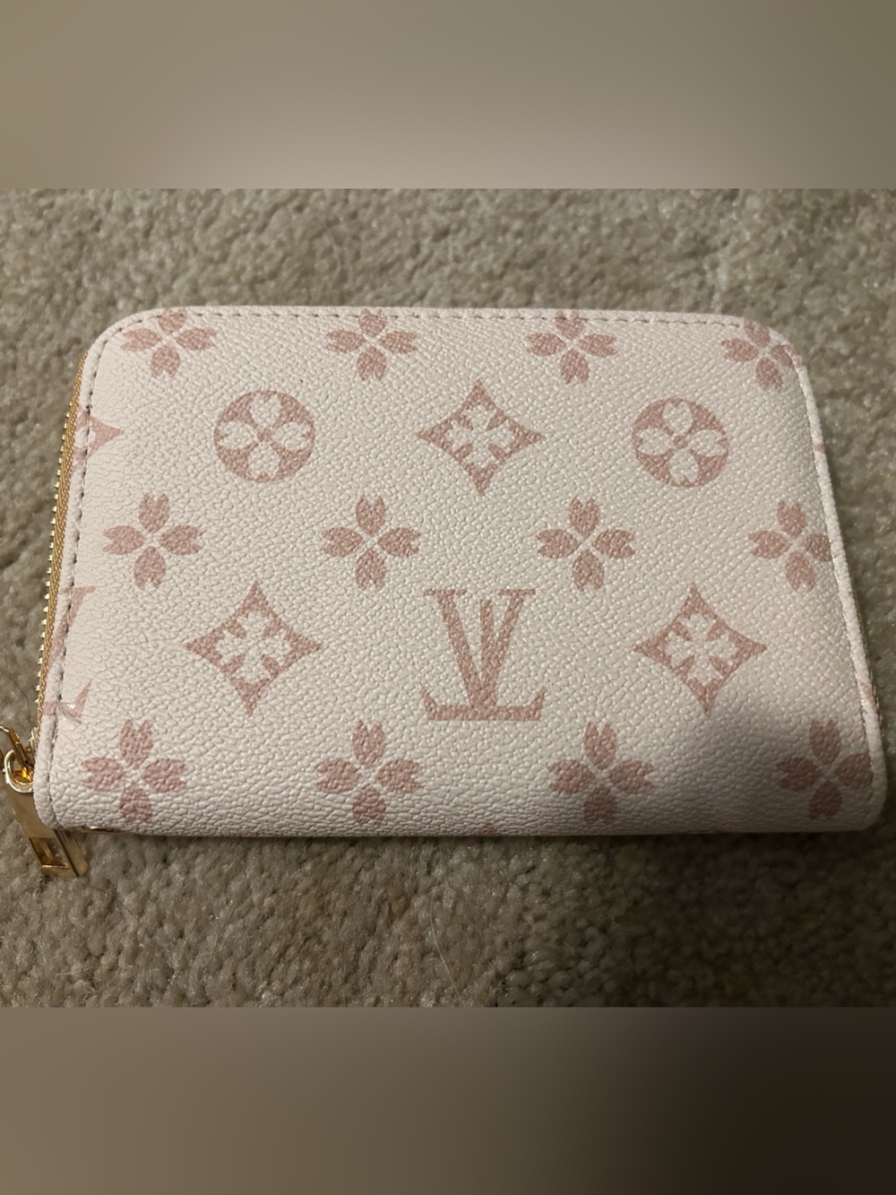 Monogram Zip-Around Wallet in Light Blush Pink